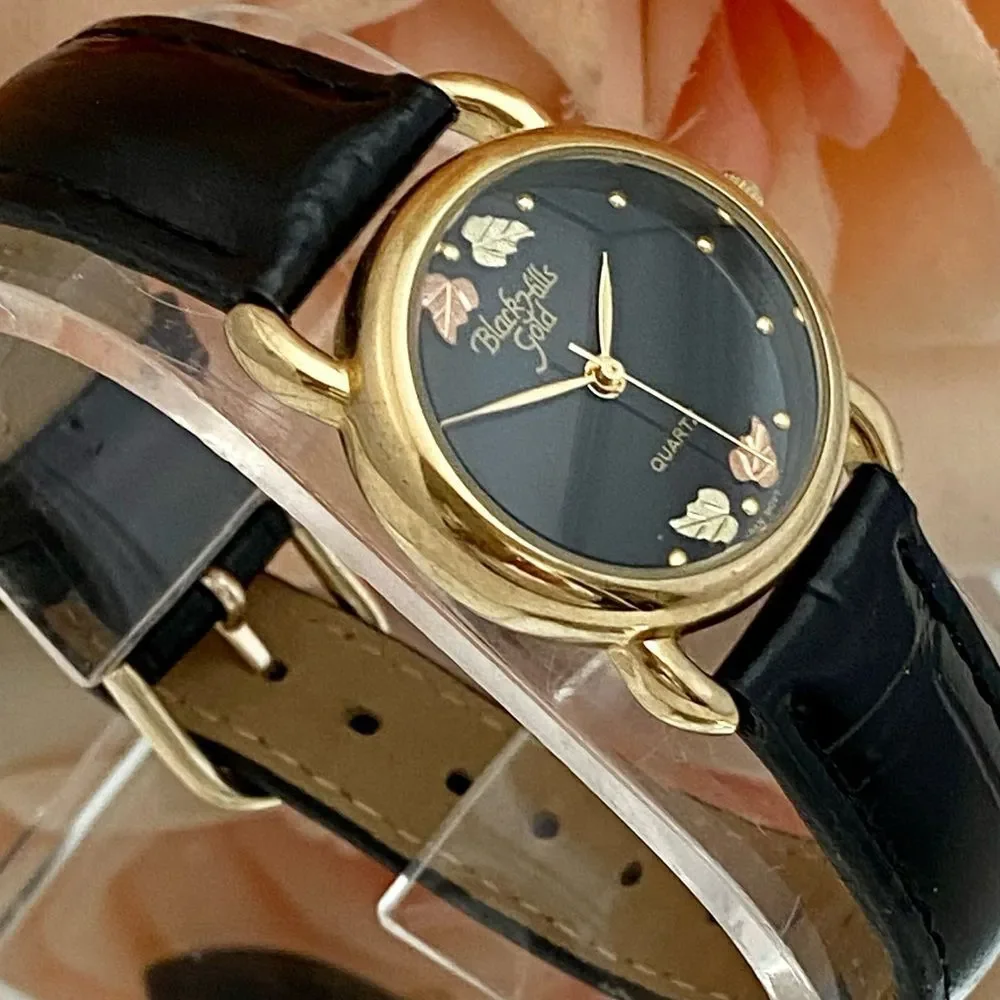 Black Hills Gold Real 12K Gold Leaves on Dial Ladies Watch